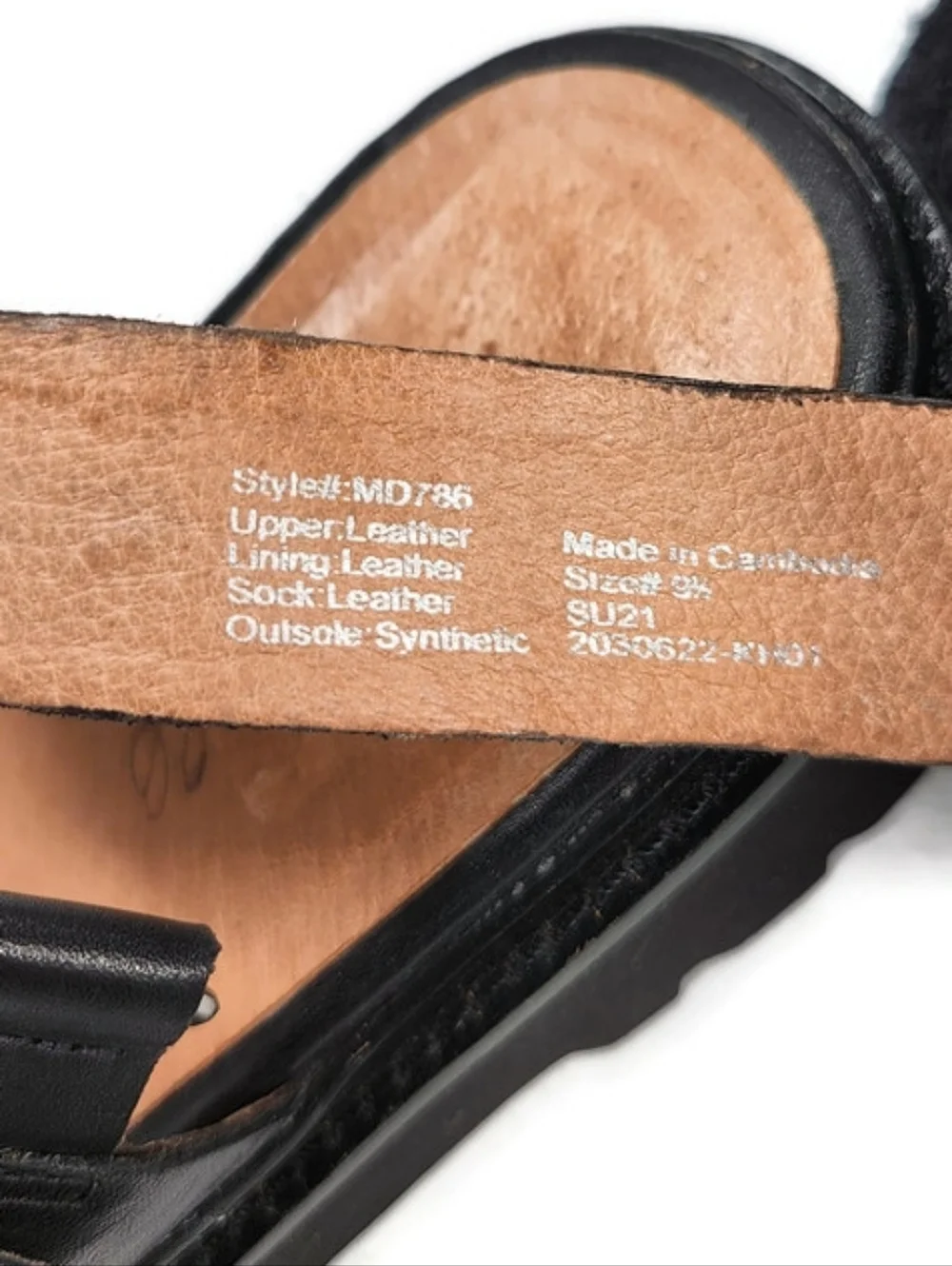 Madewell The Cady Black Leather Slingback Open-Toe Flat Lug-Sole Sandals